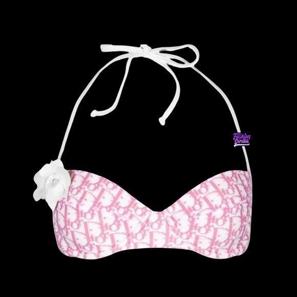 Christian Dior By John Galliano Girly Pink Monogram Trotter Logo Bikini Bra - Picture 16 of 16